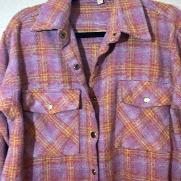 Dizzy Lizzy snap front fleece flannel Plaid long sleeve shirt women’s medium - Picture 3 of 13